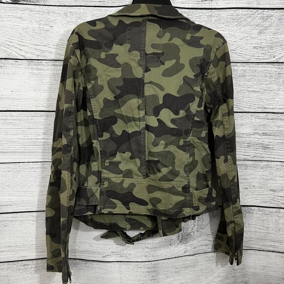 Miami Camouflage Moto Jacket With Zipper Pockets & Belt, Size Small - Picture 2 of 4